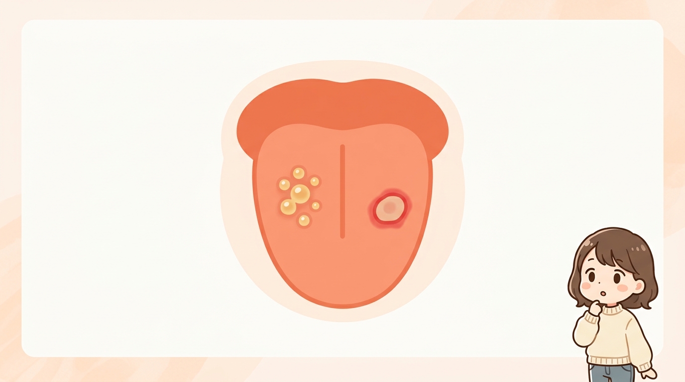 舌のヘルペスと口内炎の決定的な違い