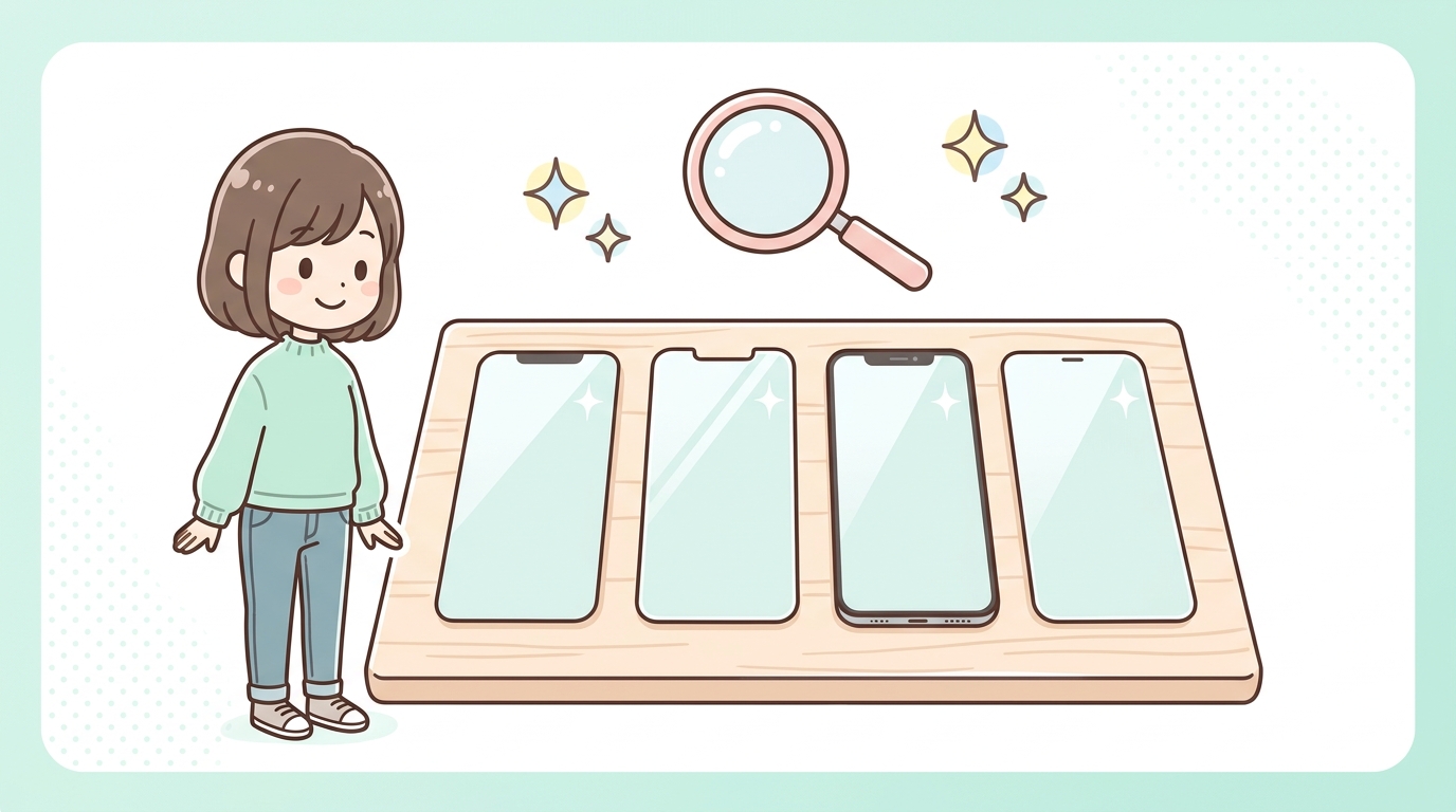 主要4メーカーのガラスフィルム製品を比較