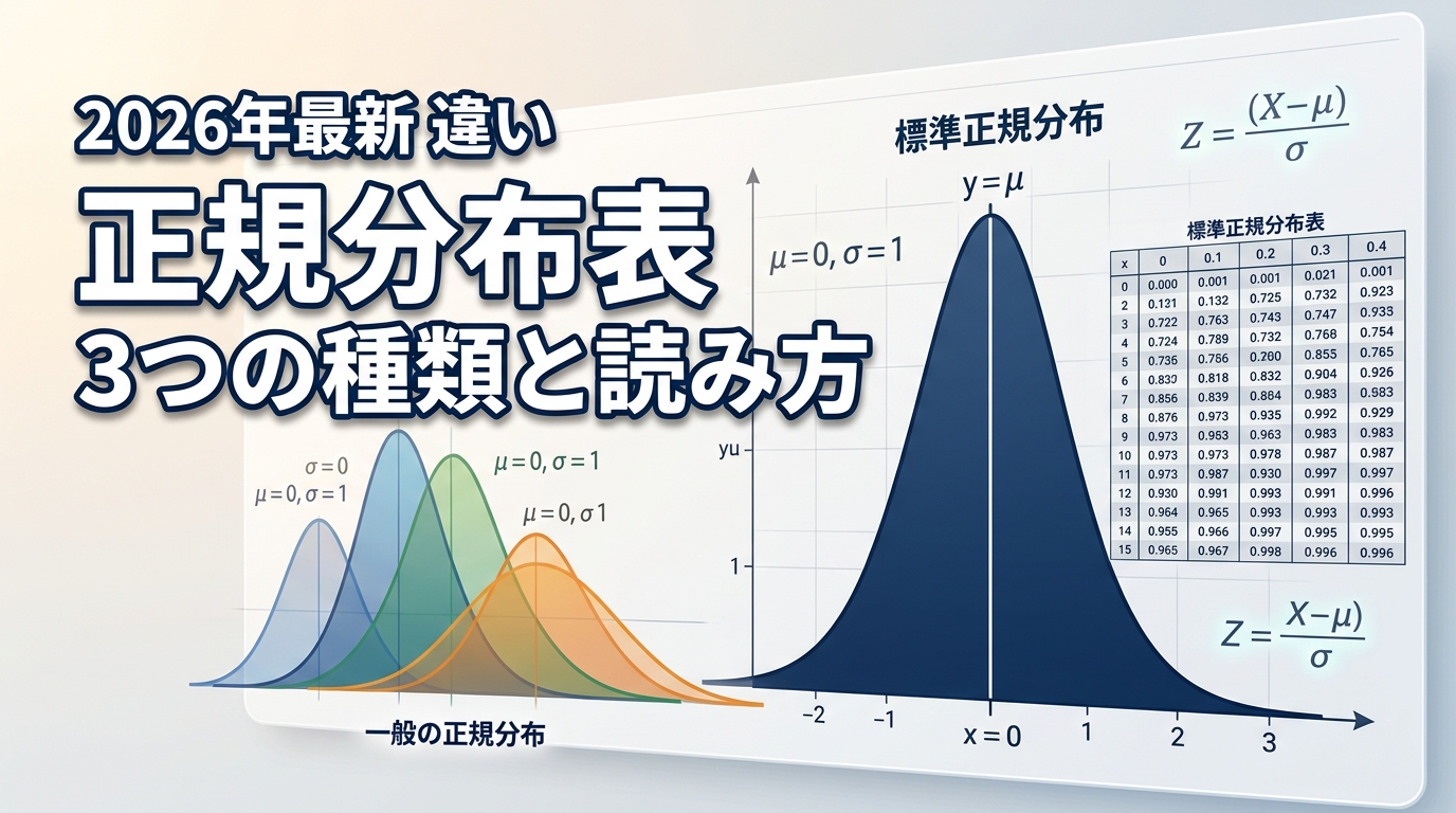 正規分布表と標準正規分布表の違いとは？3つの表の種類と読み方を解説