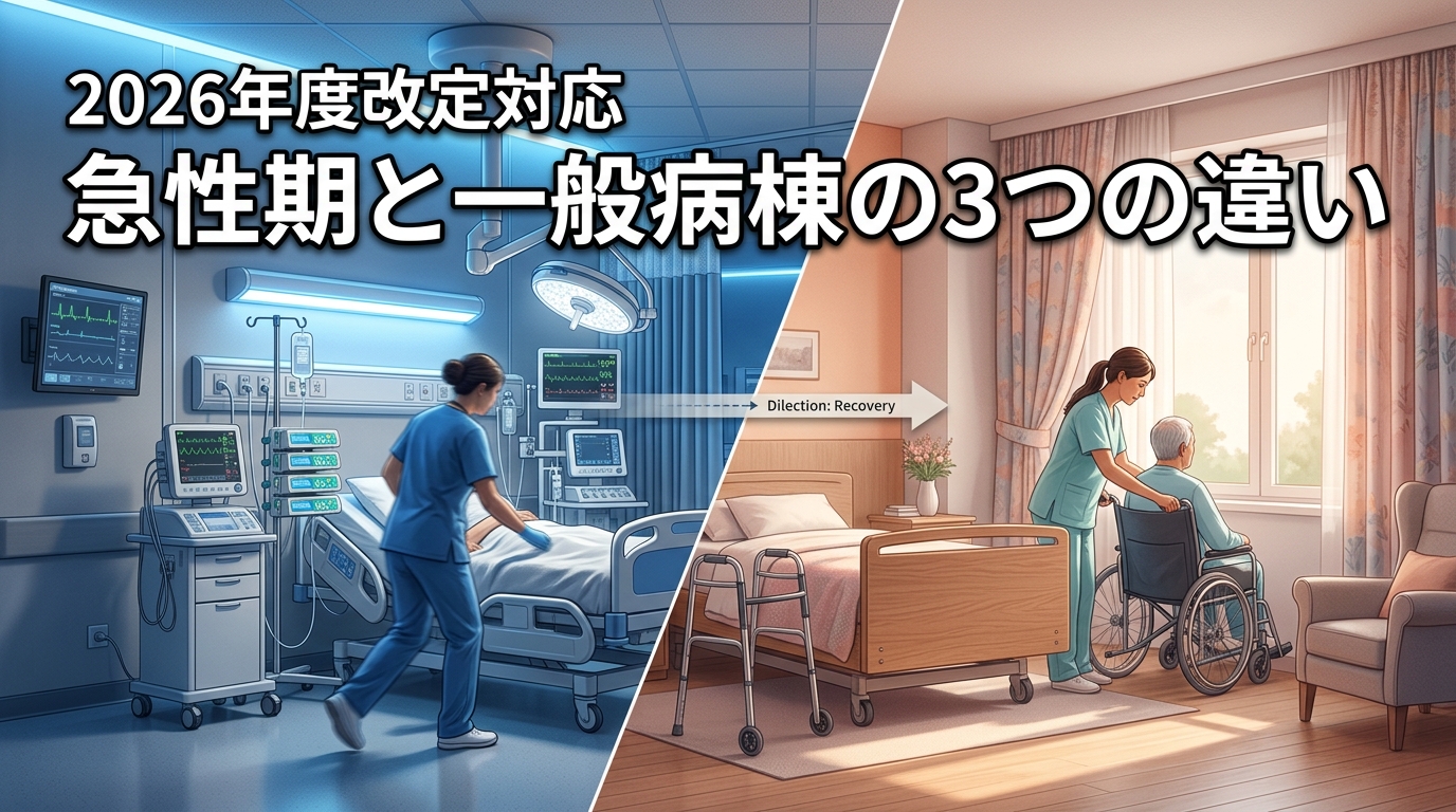 急性期病棟と一般病棟の違いを3つの基準で比較！2026年度改定にも対応