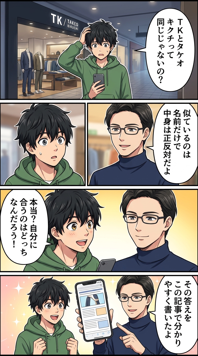 ザショップtk タケオキクチ 違い