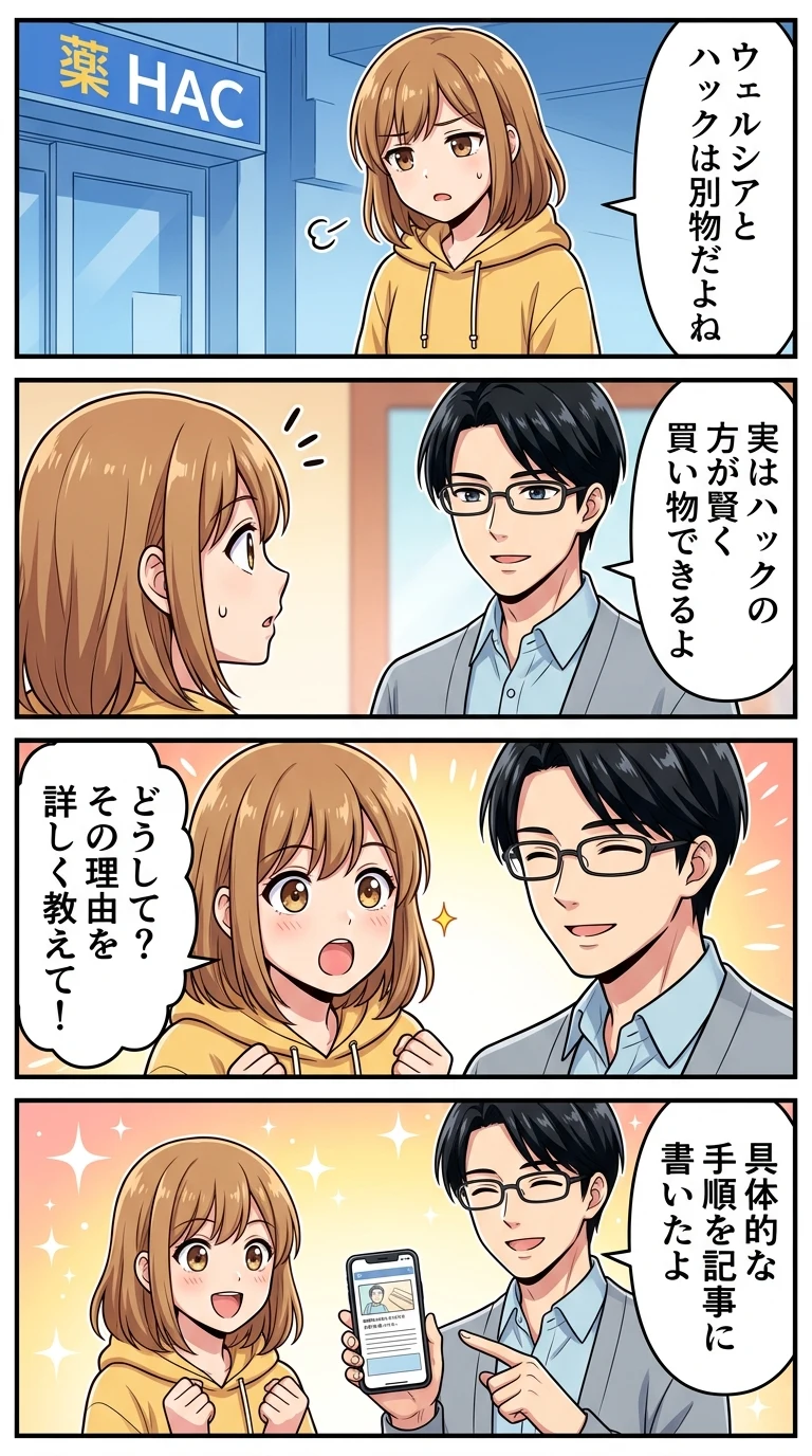 ハックドラッグ ウェルシア 違い