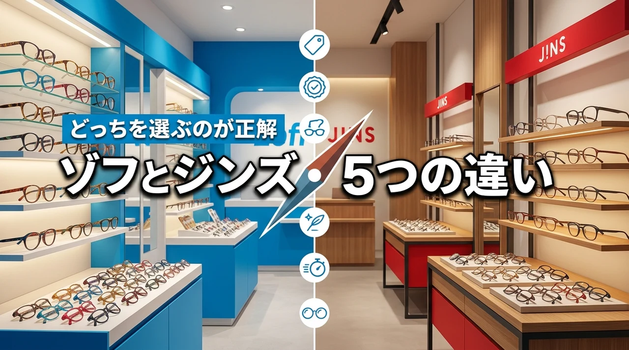 ゾフとジンズの違いを5つのポイントで比較！安さや保証で選ぶならどっちが正解？