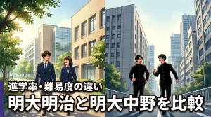 【比較表】明大明治と明大中野の違いを網羅！進学率や難易度を知って後悔しない選択