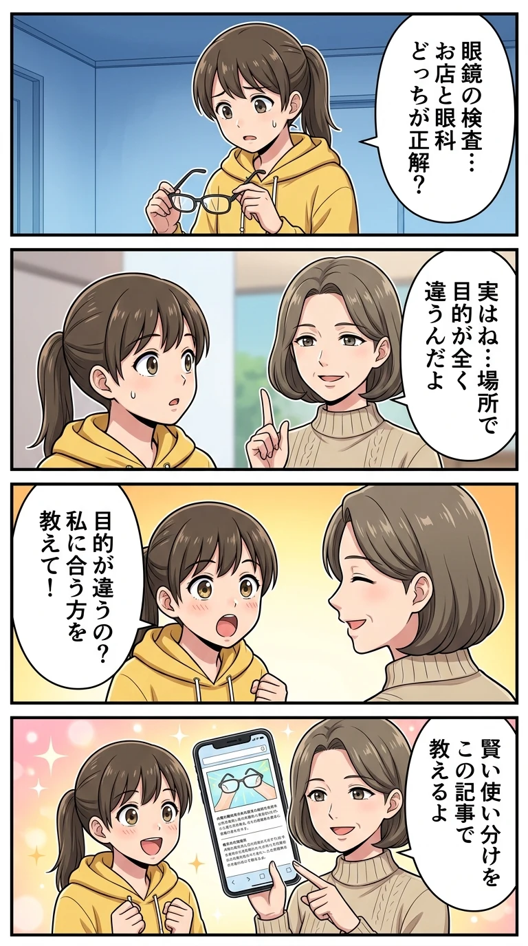 眼鏡屋 眼科 視力検査 違い