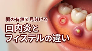 【歯茎の異変】口内炎とフィステルの違いは膿の有無!自然治癒しない症状に要注意