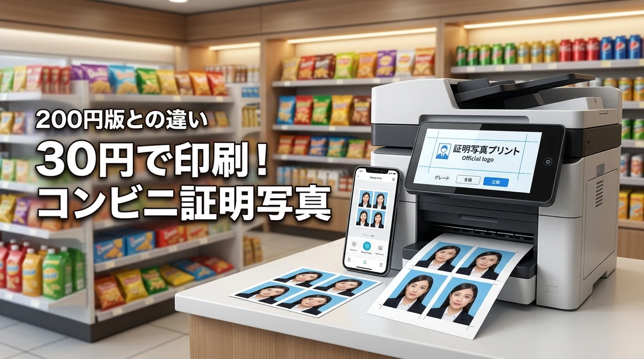 コンビニの証明写真で30円と200円の料金の違いは？安く印刷する手順を紹介