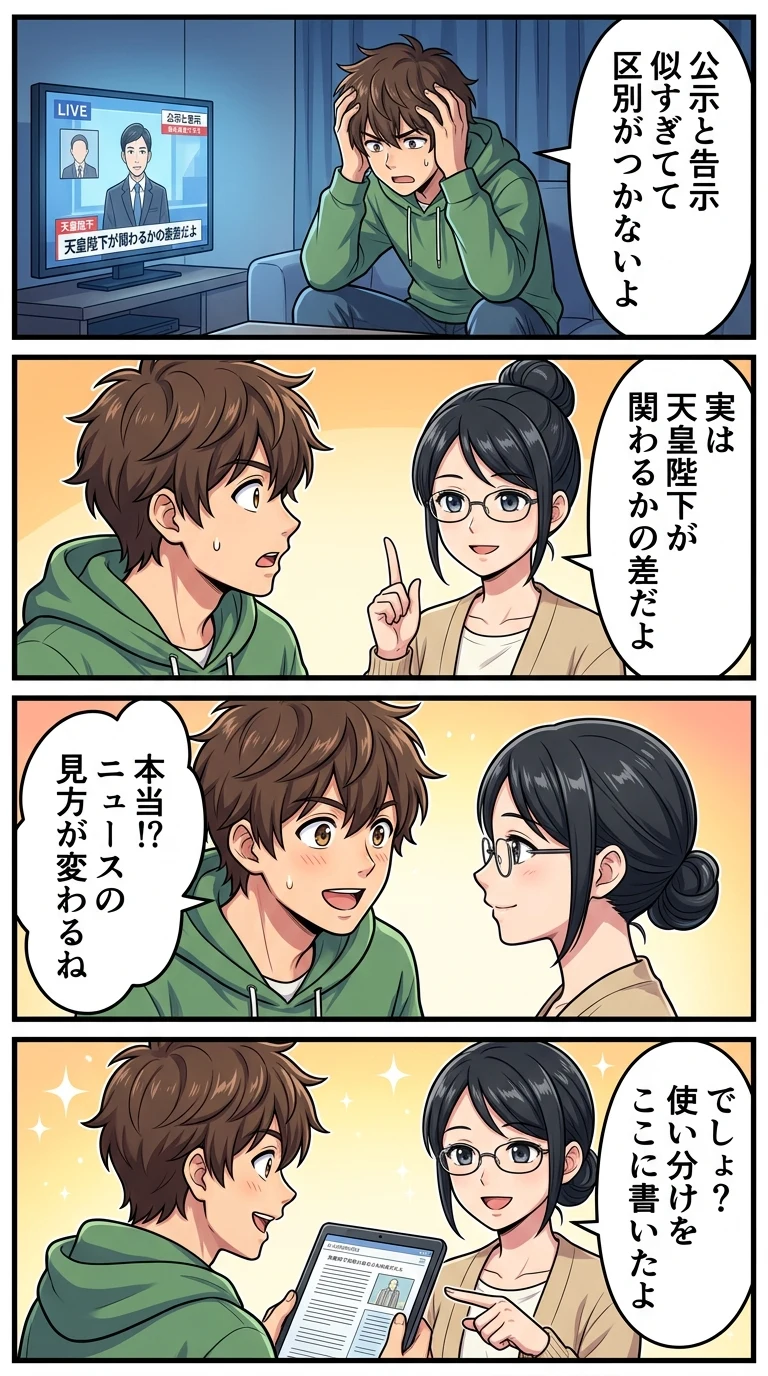 公示 告示 違い 法律