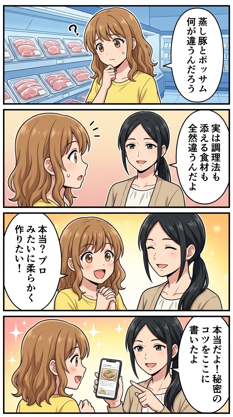 蒸し豚 ポッサム 違い