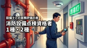消防設備点検資格者の1種と2種の違いで迷う人必見！消防設備士との実務評価の差を解説