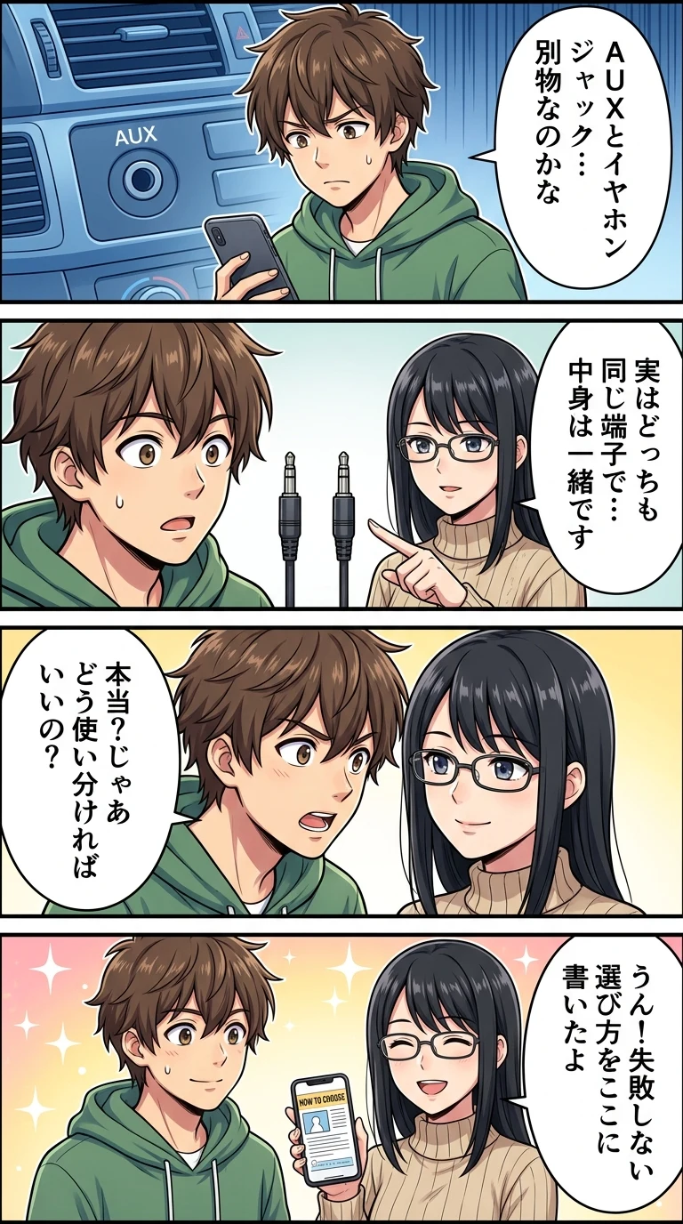 aux イヤホンジャック 違い
