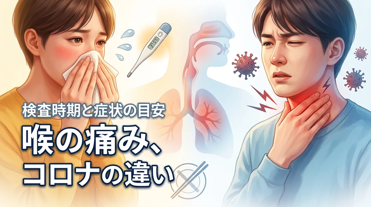 喉が痛いのは上気道炎？それともコロナ？症状の違いや検査のタイミングに迷う方へ