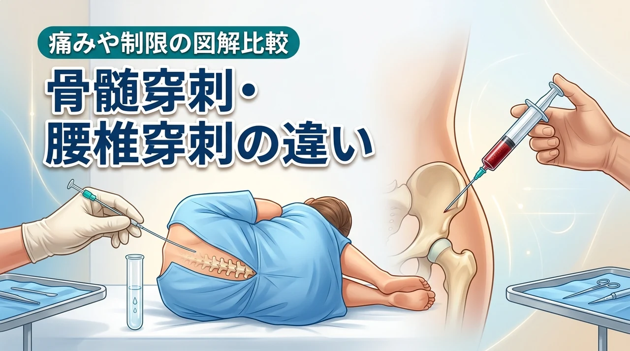 【図解】骨髄穿刺と腰椎穿刺の違いを比較！マルクとルンバールの痛みや制限を把握