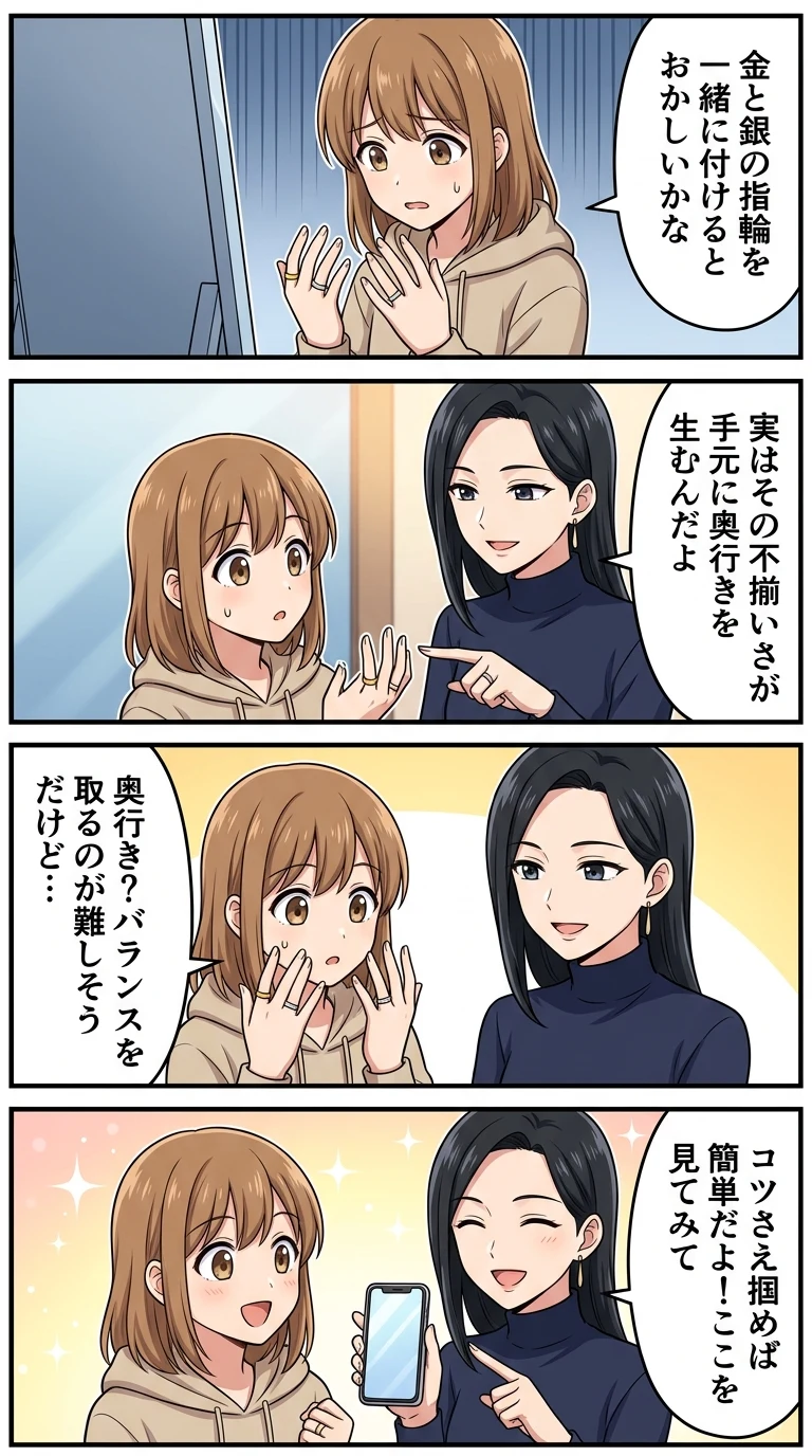 指輪 重ね付け 色違い