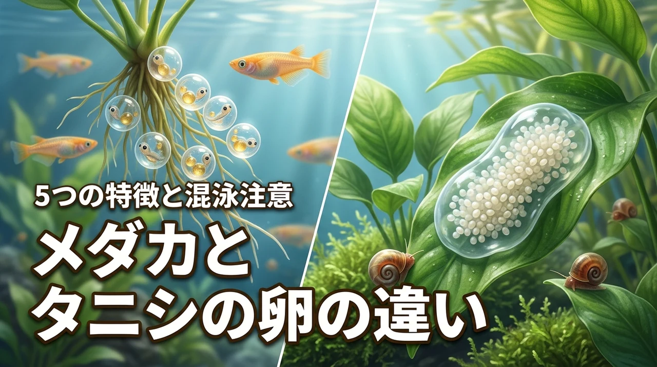 メダカの卵とタニシの卵の違いは？5つの特徴で見分ける方法と混泳の注意点