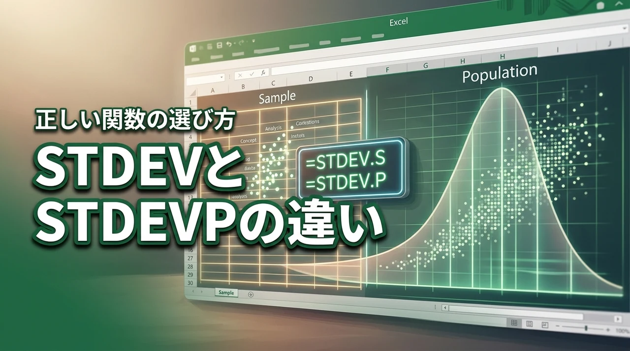 標準偏差をエクセルで求める際stdevとstdevpの違いで迷ったら？正解を伝授