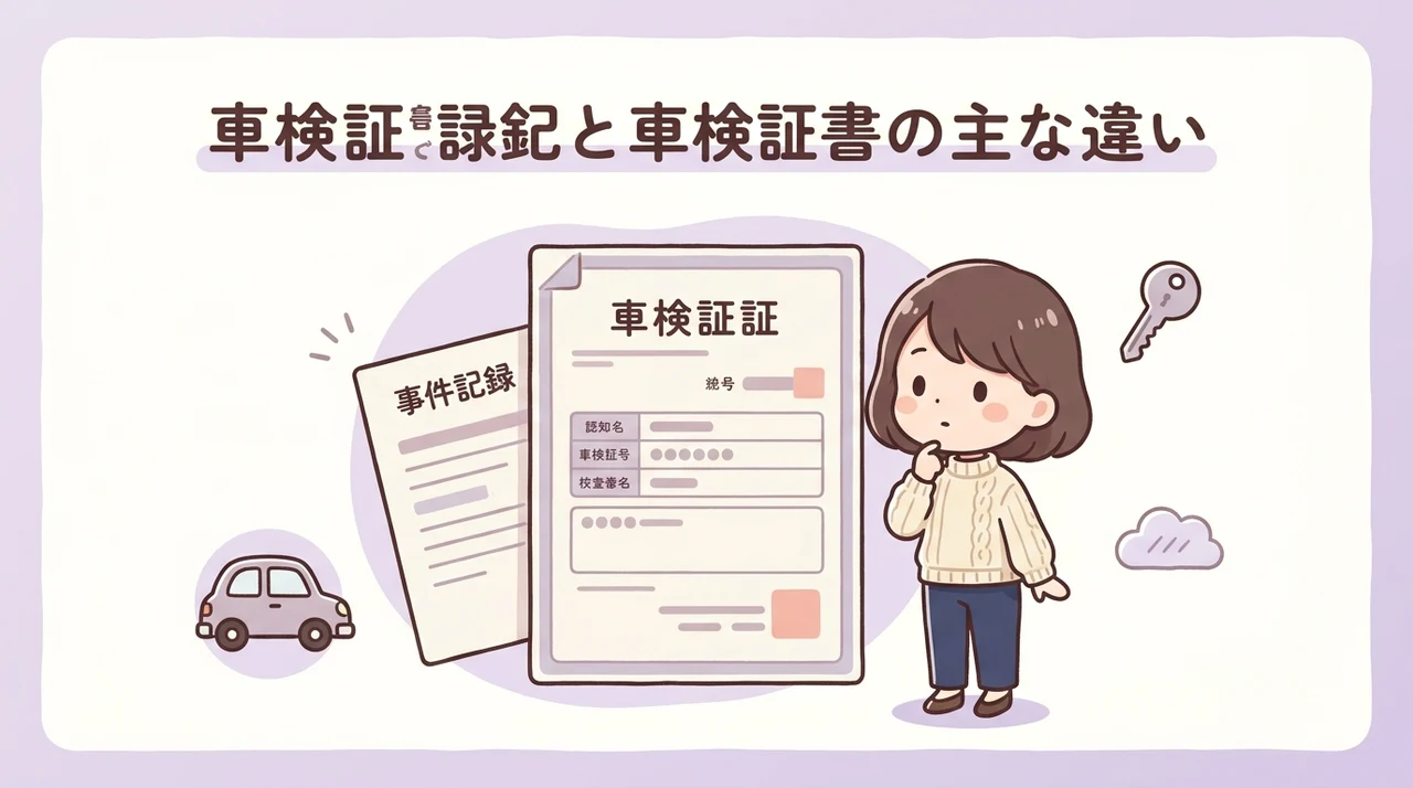 自動車検査証記録事項と車検証の主な違い