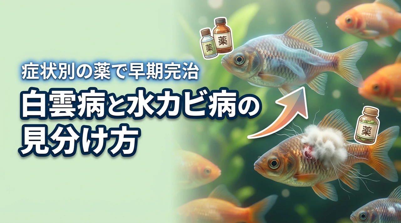 魚の体が白いのは白雲病と水カビ病どっち?違いの判別法と効く薬で早期完治