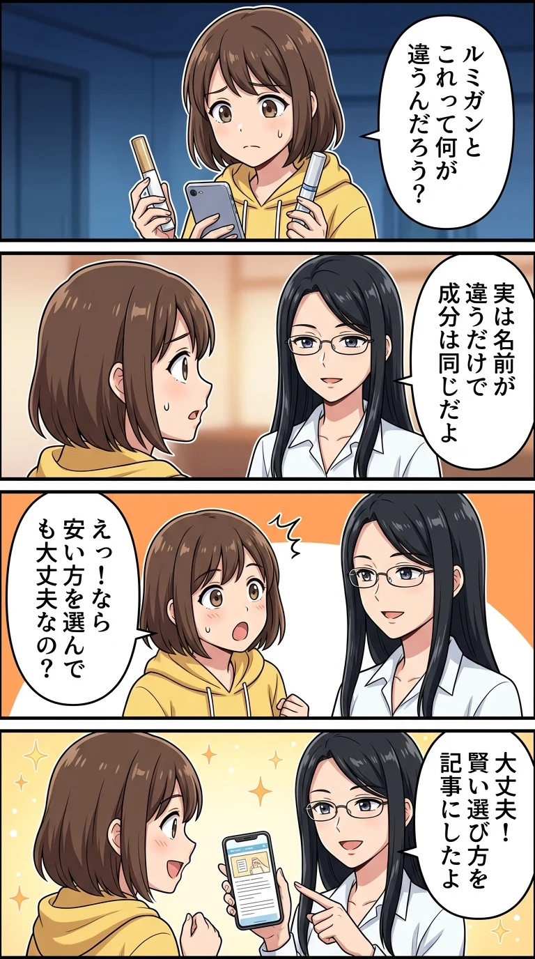 ビマトプロスト ルミガン 違い