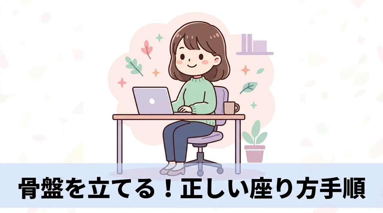 デスクワークで骨盤を立てる正しい座り方の手順
