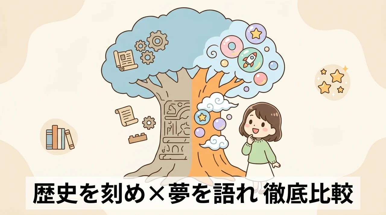 歴史を刻めと夢を語れの具体的な違い