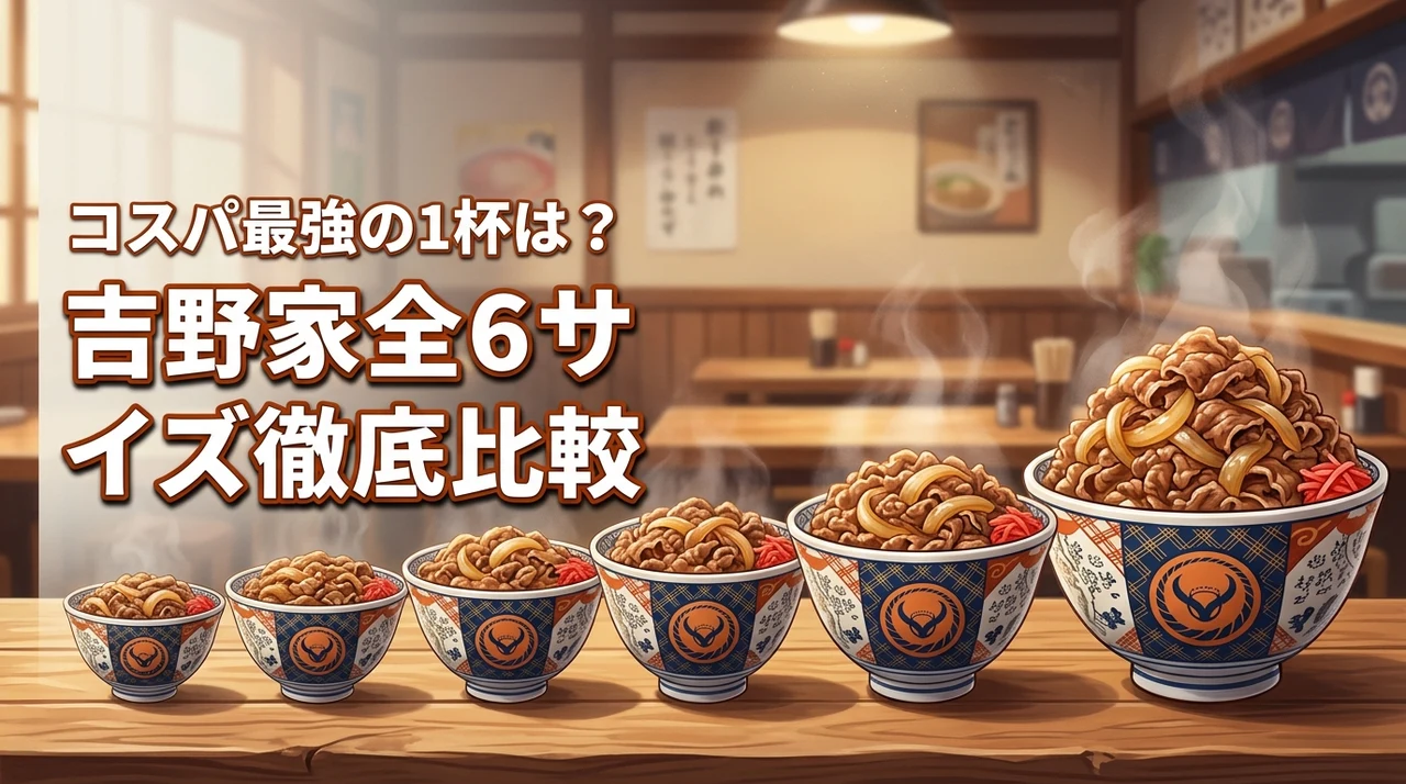 吉野家の全6サイズの違いを全貌公開！ご飯と肉の量からコスパ最強の一杯を特定