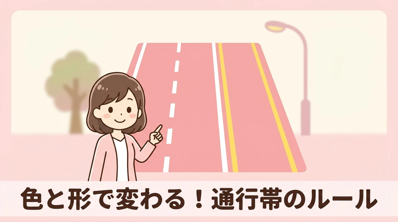 標示の色と形で変わる車両通行帯の通行ルール
